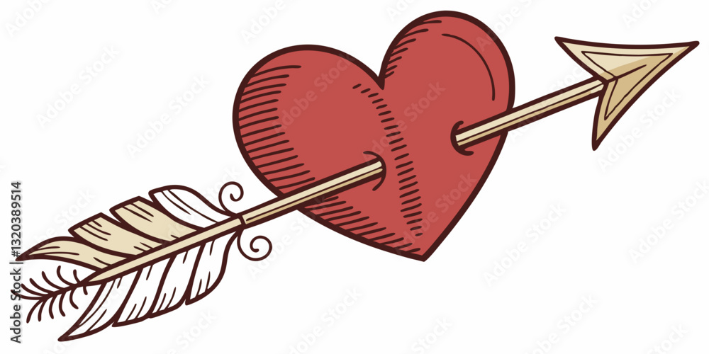 Heart with cupid arrow icon. Isolated on white background Heart with cupid arrow icon. Isolated on white background