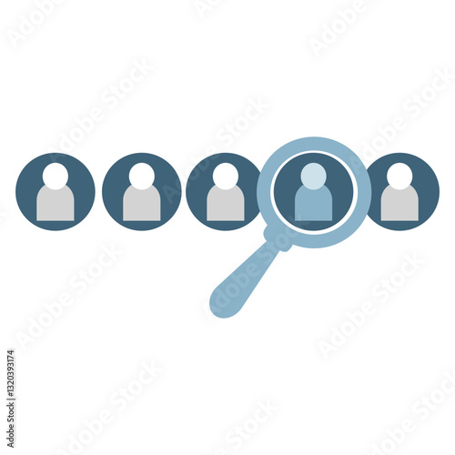 hiring to recruit candidate with magnifying glass. Suitable for explanation video about human resources, and job