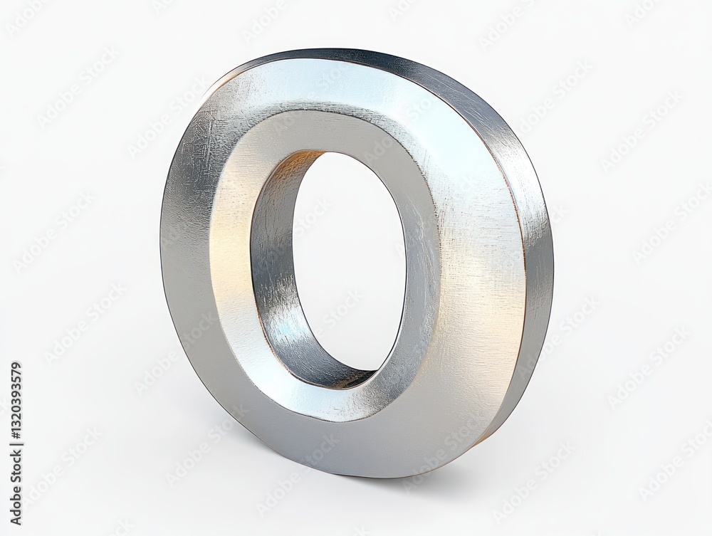3D Metallic Number Zero Minimalist Design 3D Metallic Number Zero Minimalist Design