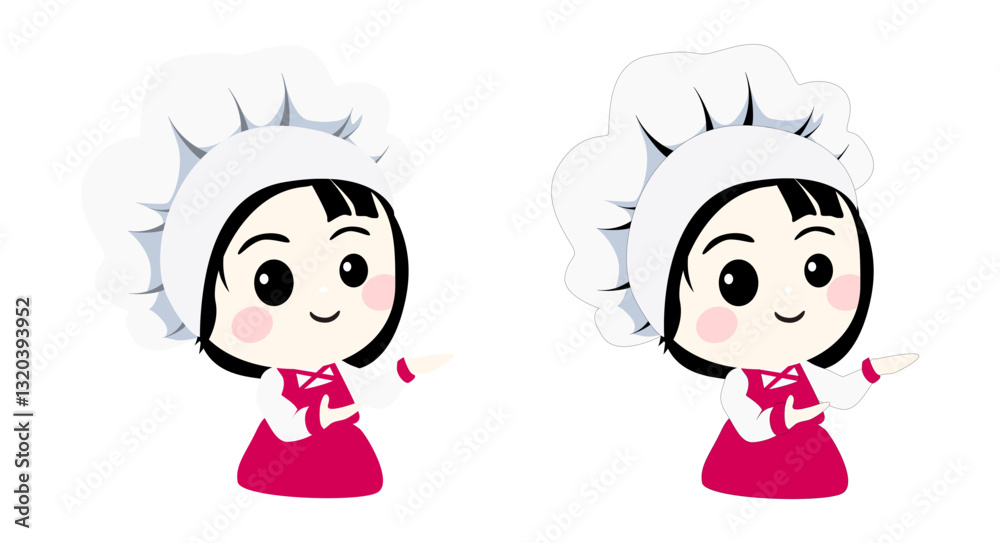 Cute vector girl as a chef, restaurant girl, bakery girl, cooking girl and cuisine related character. Cute vector girl as a chef, restaurant girl, bakery girl, cooking girl and cuisine related character.