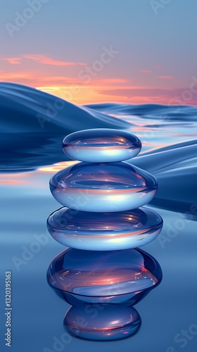 Digital technology blue glass abstract sphere poster background