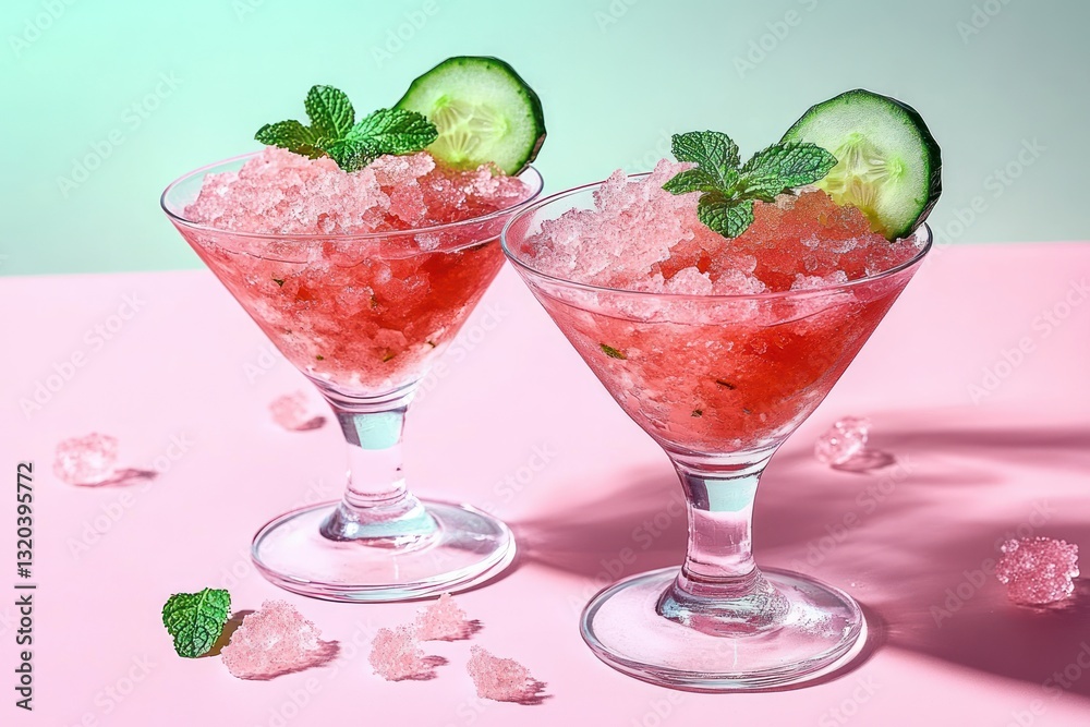 Refreshing Summer Slushie with Watermelon and Mint Garnish Refreshing Summer Slushie with Watermelon and Mint Garnish