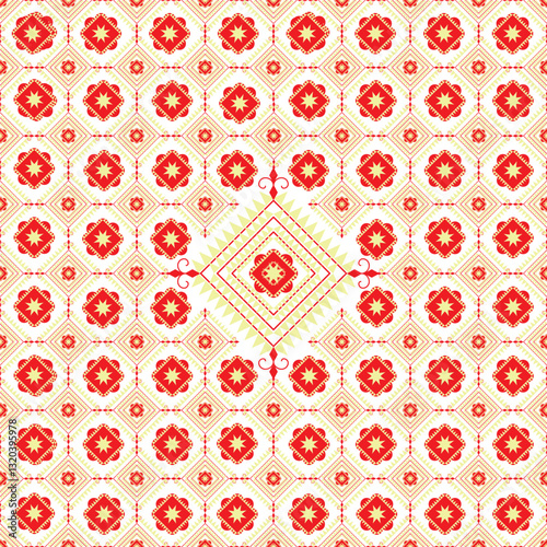 Ethnic flower pattern for fabric and background, seamless pattern.