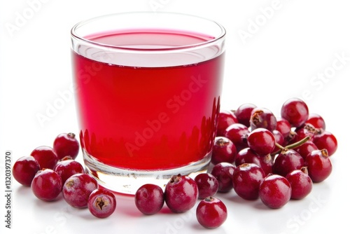 Wallpaper Mural Cranberry juice in a glass surrounded by fresh cranberries on a clean white background Torontodigital.ca