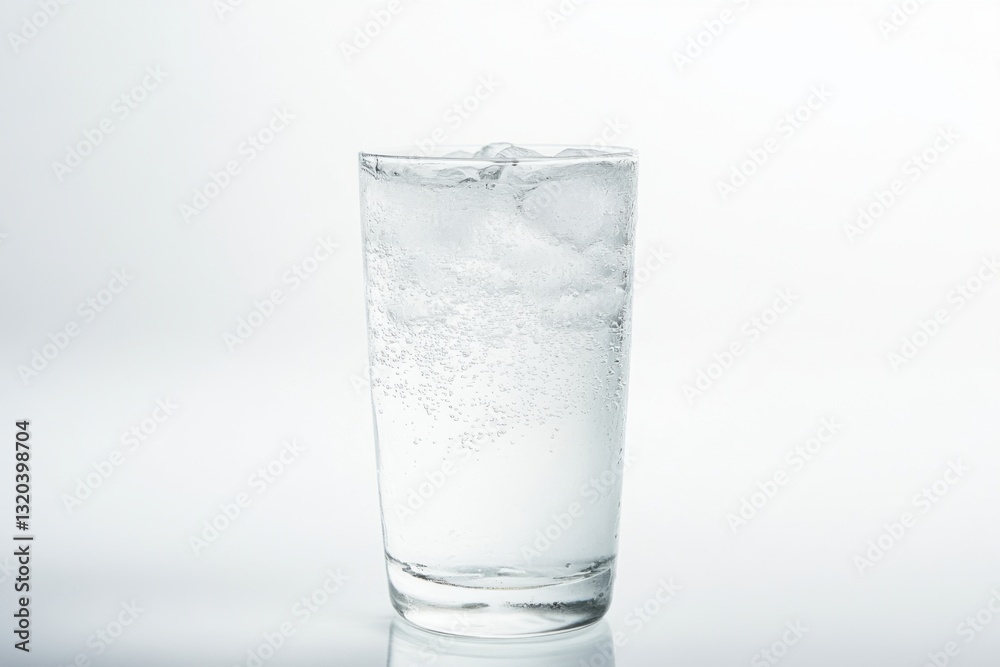 Refreshing coconut water served in a clean glass on a white background with detailed textures and realistic lighting Refreshing coconut water served in a clean glass on a white background with detailed textures and realistic lighting