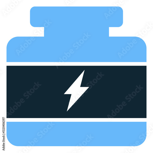 Protein powder icon vector symbolizing nutritional supplements for muscle growth, fitness, and health. Perfect for gym, bodybuilding, and sports-related designs.