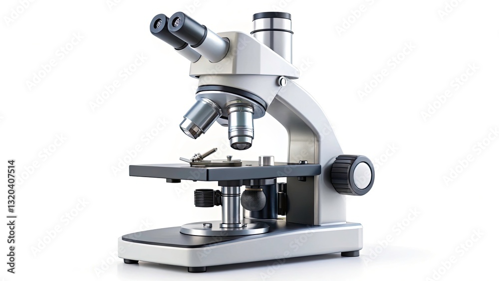 High-Resolution Drone Photography of a Microscope Isolated on White Background for Scientific Illustrations and Educational Purposes High-Resolution Drone Photography of a Microscope Isolated on White Background for Scientific Illustrations and Educational Purposes