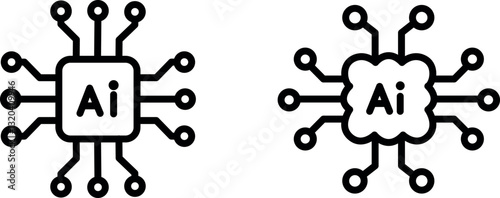 "AI Chip Icon Representing Artificial Intelligence, Technology, and Data Processing"