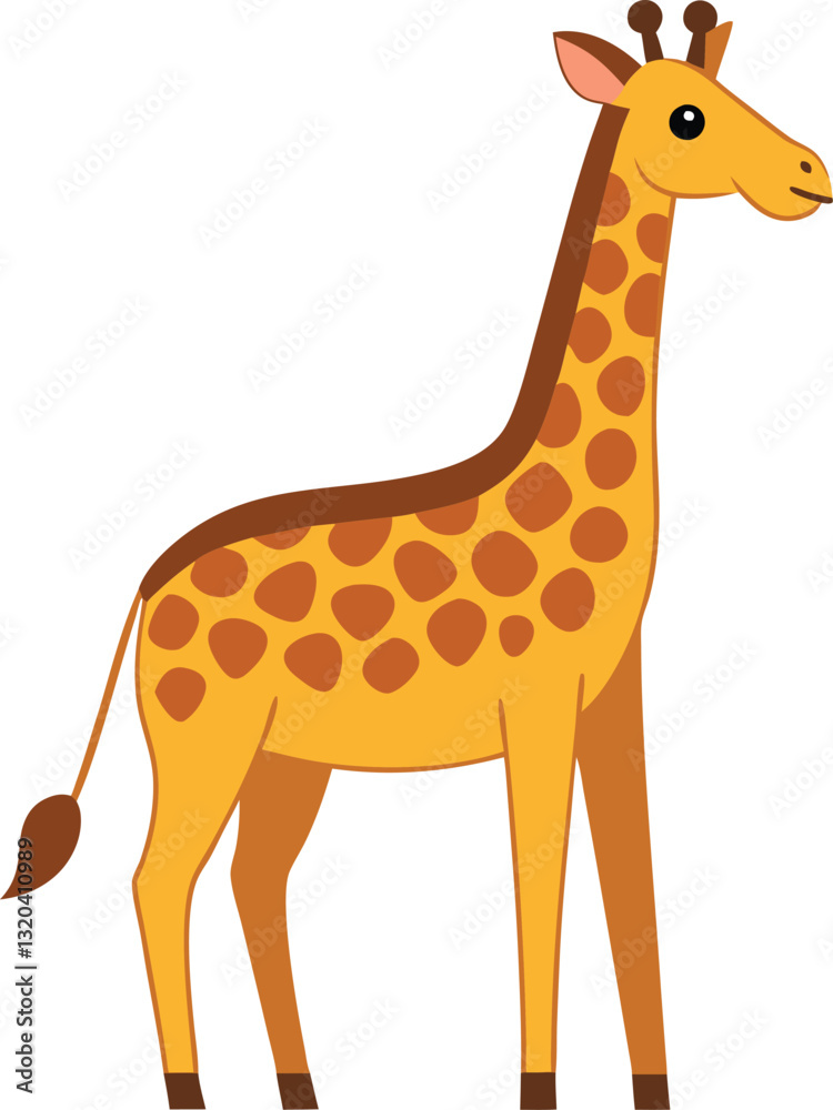 Cute Giraffe Vector Illustration on White Background, A playful and colorful vector illustration of a giraffe with distinct spots on a white background, ideal for various design projects.
Cute Giraffe Vector Illustration on White Background, A playful and colorful vector illustration of a giraffe with distinct spots on a white background, ideal for various design projects.