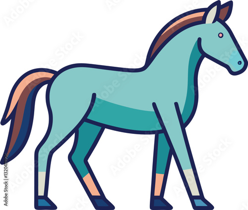 Vector of a Stylized Horse Illustration, A colorful vector illustration of a stylized horse with vibrant hues and modern design elements.
