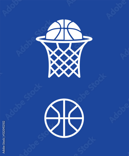 Simple basketball icons. A collection of two simple Illustrated ball designs. Flat design style