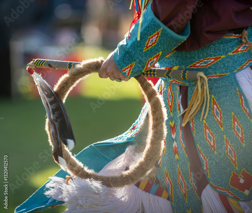 Colorful Native American traditional regalia at a pow wow