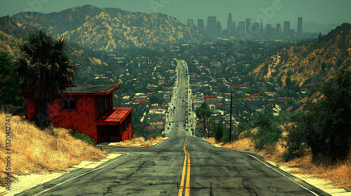Scenic highway descending into city