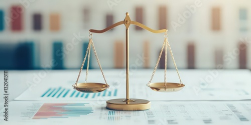 budget income optimization concept. Balance scales on a financial background representing justice and fairness.