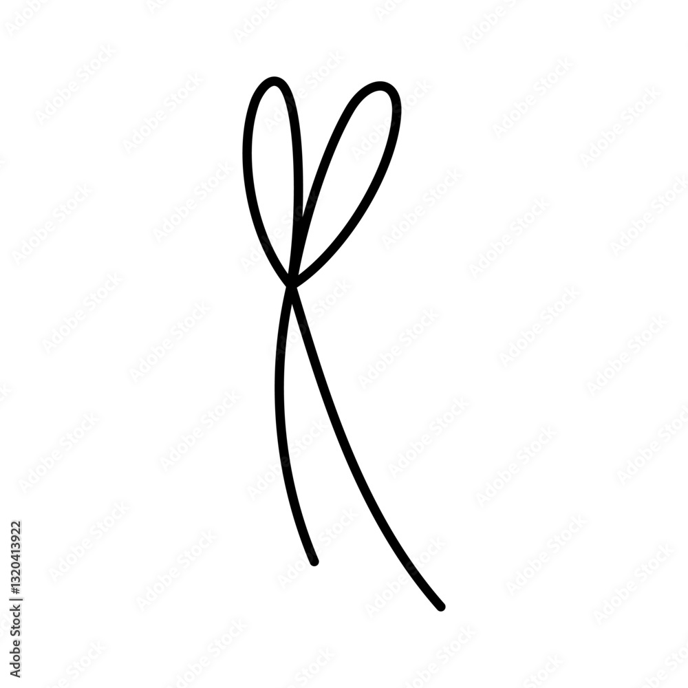 Hand drawn tied bow icon. Waving Tied ribbon in doodle style. Outline Decoration element. Isolated on white. Vector Hand drawn tied bow icon. Waving Tied ribbon in doodle style. Outline Decoration element. Isolated on white. Vector