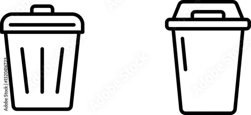 "Trash Bin Icon Representing Waste Disposal, Cleanup, and Recycling"