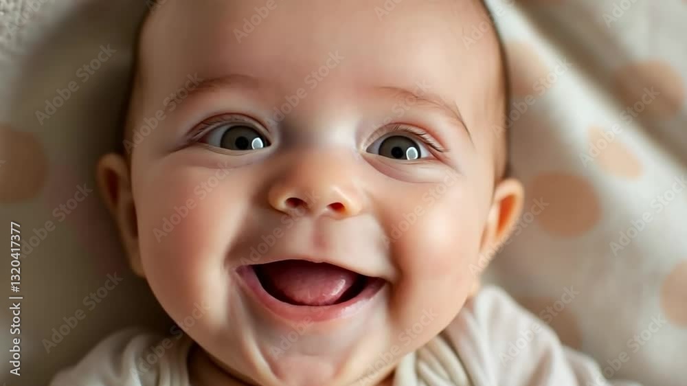Adorable two-month-old baby smiling and expressing pure joy, capturing the essence of early childhood happiness Adorable two-month-old baby smiling and expressing pure joy, capturing the essence of early childhood happiness