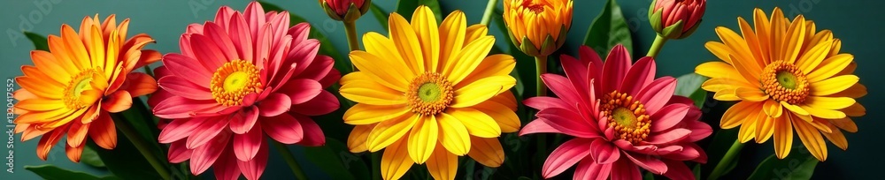 Fototapeta premium Stylish bouquet arrangement featuring craspedia flowers with greenery, balls, bouquet, vibrant