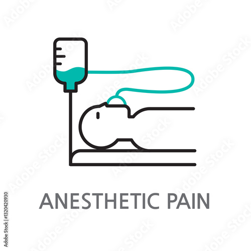 4.ANESTHETIC PAIN.eps.Anaesthetic pain icon. Anaesthetic pain editable linear illustration icon on a white background. EPS, PNG, JPG