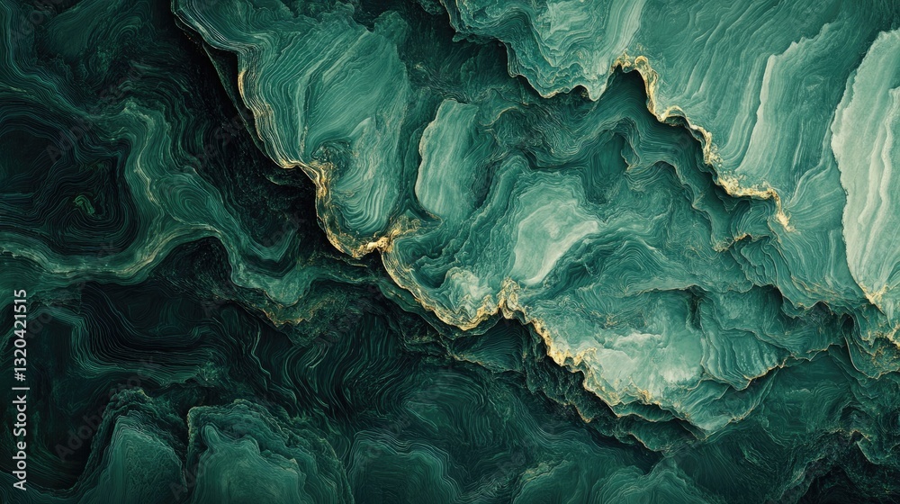 Obraz premium Abstract Emerald Green and Gold Marble Texture Swirls Background Design Art