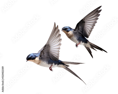 Swallows in mid-flight with detailed wingspans realistic bird on a transparent background