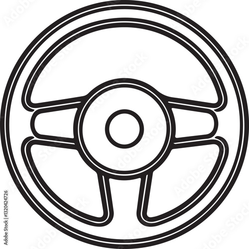 Car Steering Wheel Line Art Vector Icon