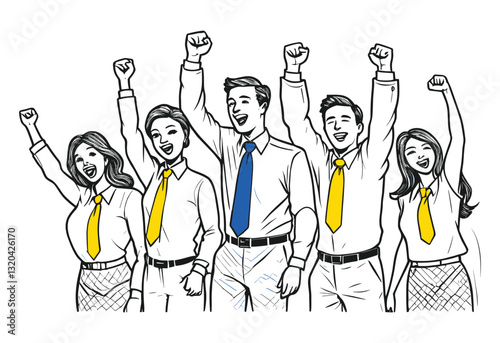 A group of people are smiling and celebrating together