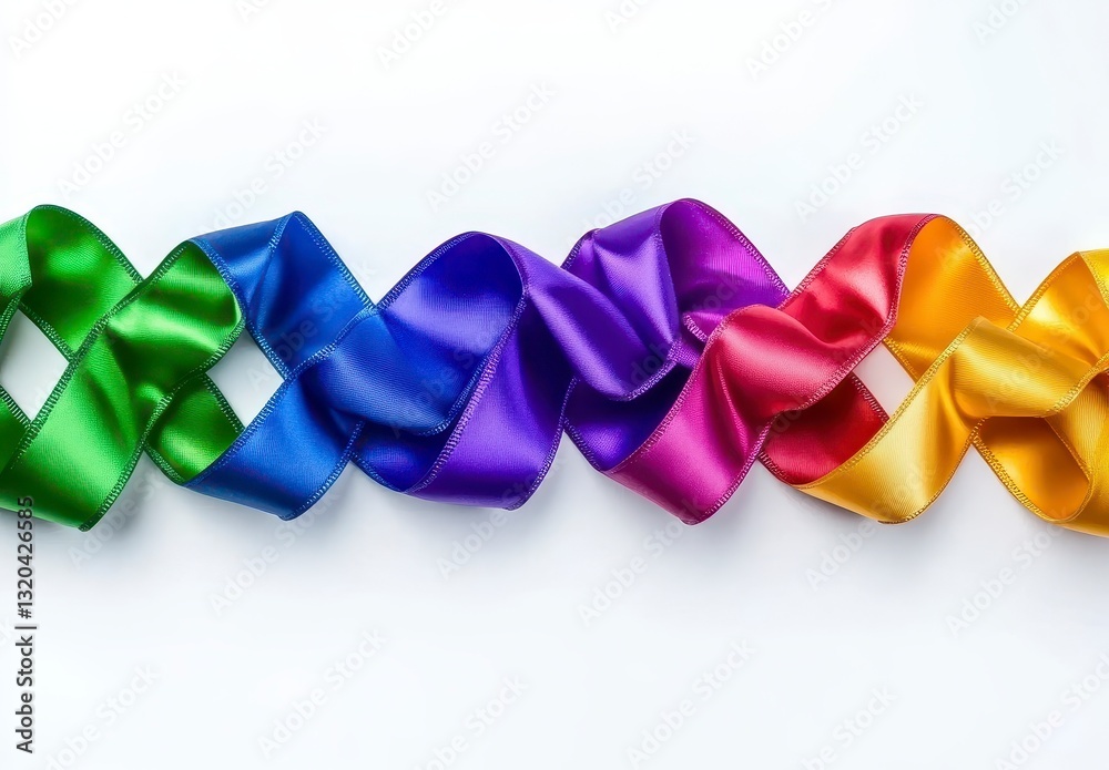 Colorful Satin Ribbons Intertwined on White Background Colorful Satin Ribbons Intertwined on White Background
