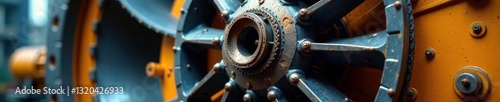 Giant turbine close-up, showing texture and wear , component, industrial equipment