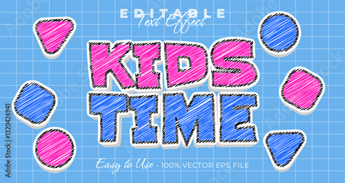 kids time editable text style scribble text effect