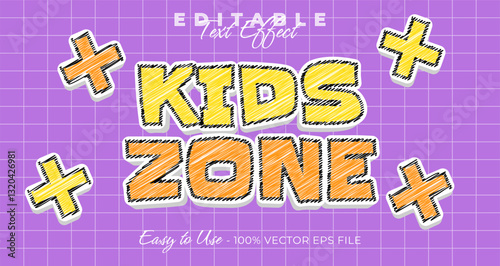 kids zone editable text style scribble text effect