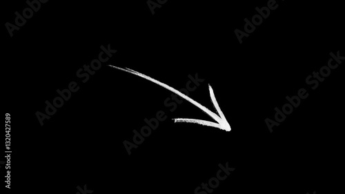 Hand drawn marker Arrows animation on a transparent background, Hand drawn thin arrow graphic animation. Alpha channel.	