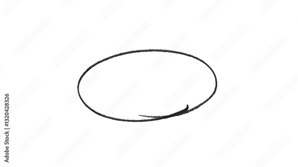 Hand-drawing marker oval frame circle animation, Red and black circle highlights with transparent background. 4K resolution
