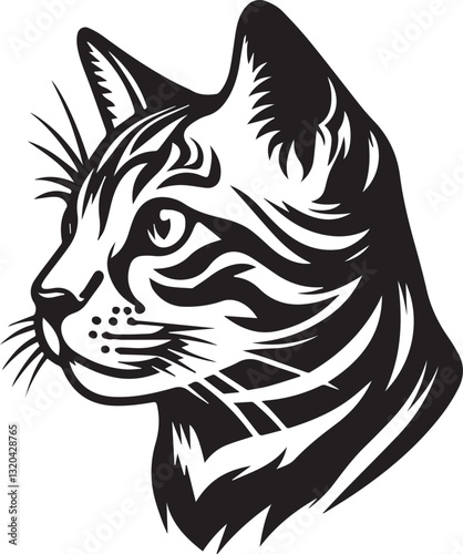 Wallpaper Mural Bengal cat vector in black and white Torontodigital.ca