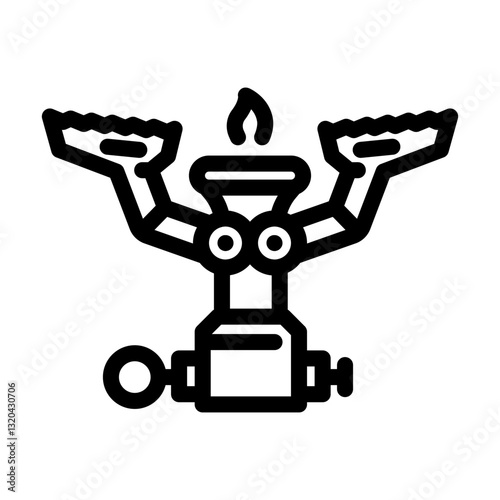 hiking gas burner stove line icon vector illustration