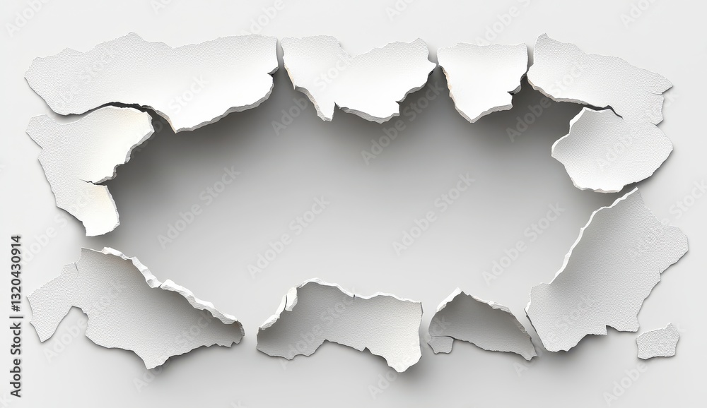 Obraz premium White Paint Peeling Texture with Rectangular Hole on Grey Background