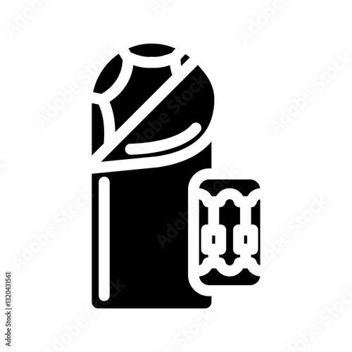 ultralightweight sleeping bag glyph icon vector illustration