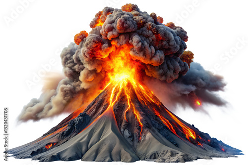 Erupting Volcano Against on transparent background
