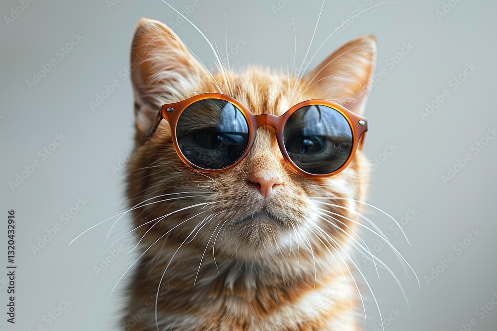 Funny Red Cat Wearing Stylish Sunglasses