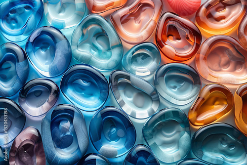 Abstract Glass Shapes In Blue And Orange