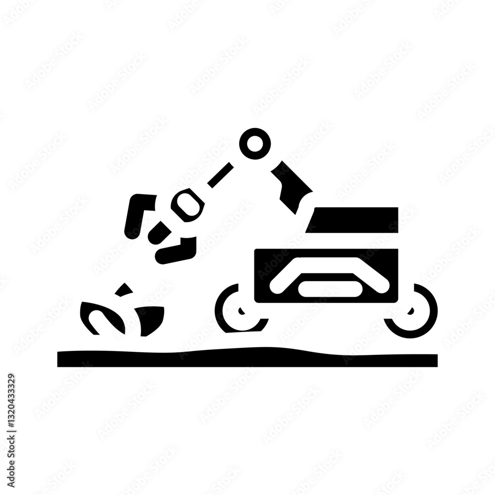 agricultural robot harvests glyph icon vector illustration agricultural robot harvests glyph icon vector illustration