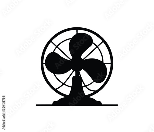 fan icons in silhouette style. Fan propeller or ventilator icon. Simple Silhouette of a Vintage Fan, Cooling fan symbol isolated on white background.