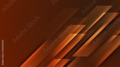 dark brown abstract background with glowing diagonal geometric shapes vector illustration, for presentation design, business project, or wallpaper