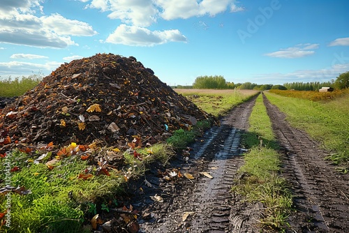 Obraz na płótnie Compost Pile On Dirt Road Field w salonie