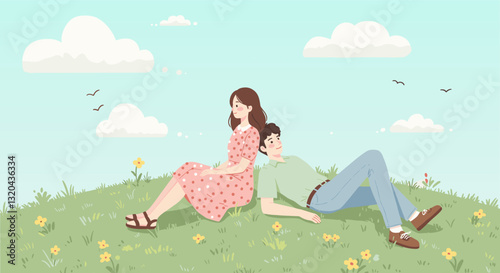 picnic, couple, spring, dating, natural