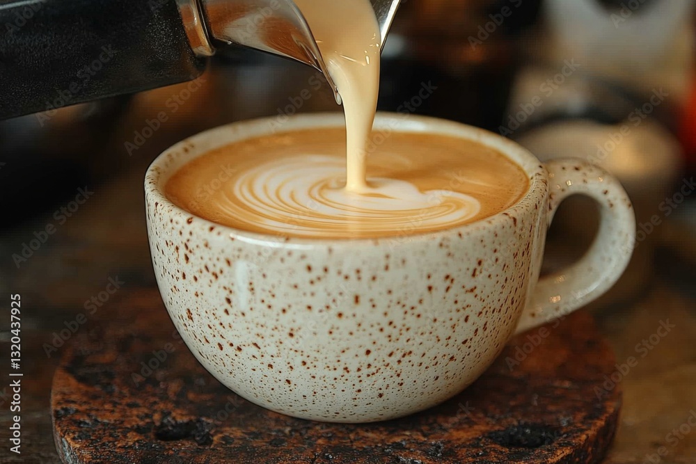 Speckled Ceramic Mug With Latte Art