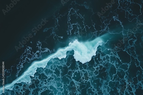 Wave In Deep Blue Ocean Shows Force And Creates Intricate Patterns