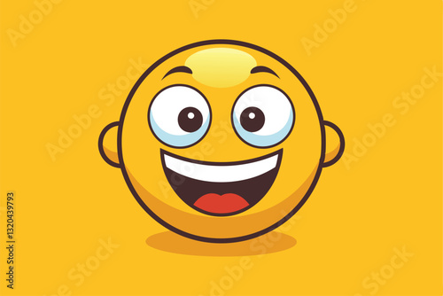 A cheerful smiley face with customizable features against a vibrant yellow background brightens the setting, Smiley face Customizable Semi Flat Illustration