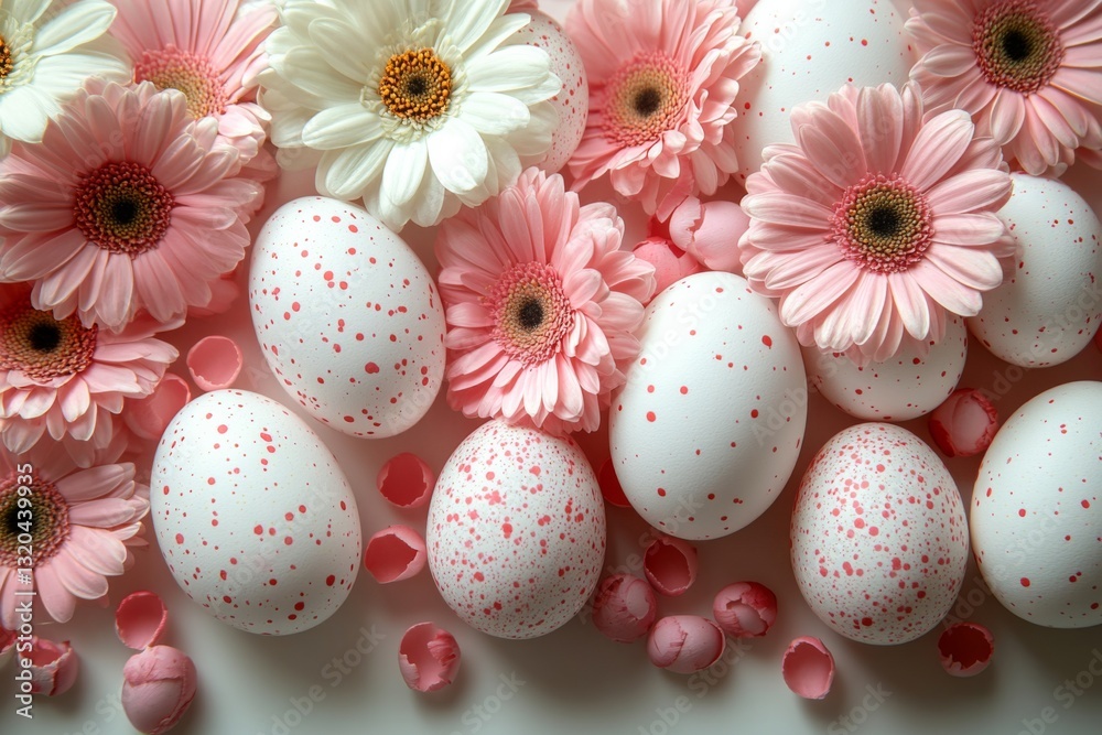 Pink Daisies With Spotted White Easter Eggs