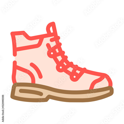 over the ankle hiking shoes footwear tourism color icon vector illustration